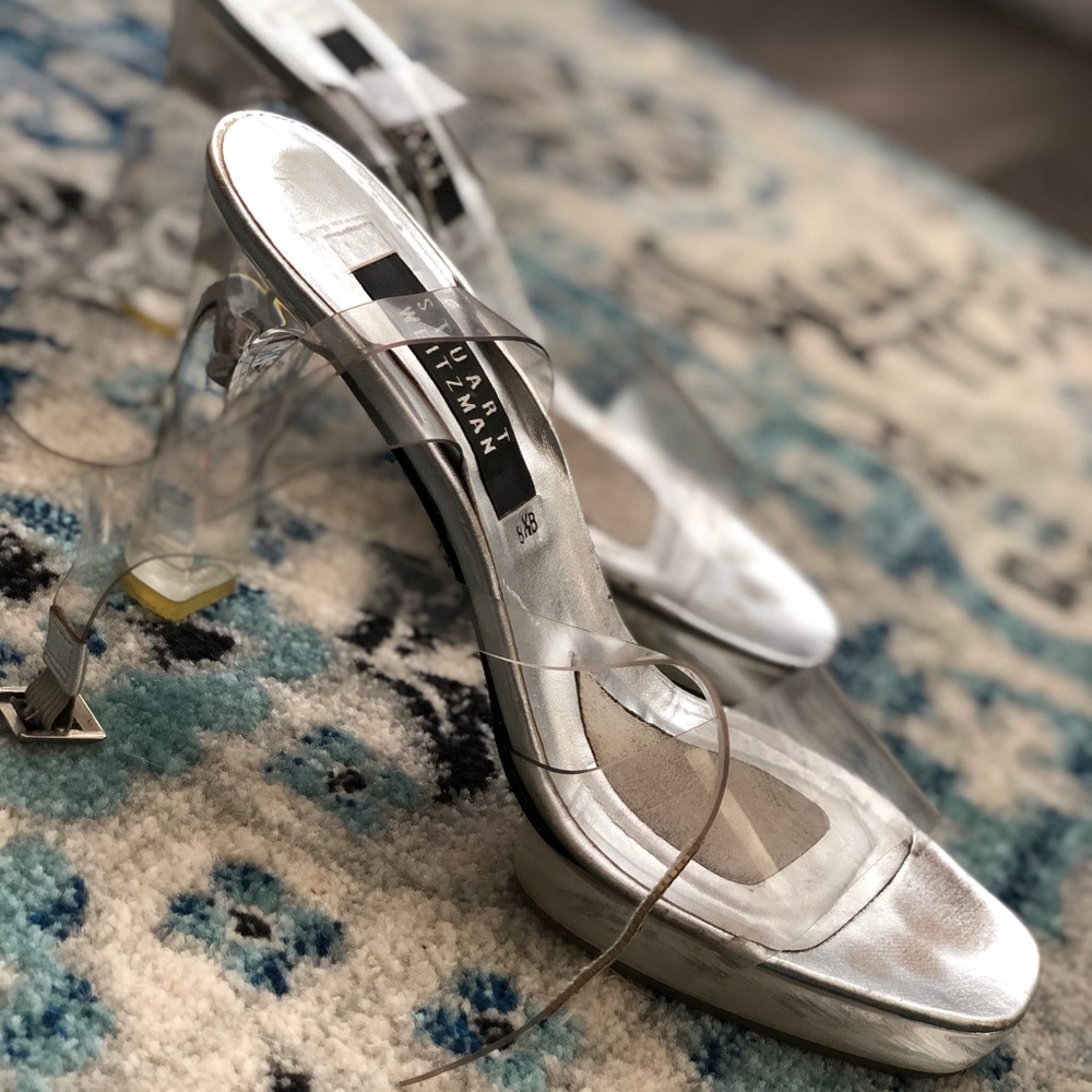 Stuart Weitzman Clear Vinyl Heel Size 8